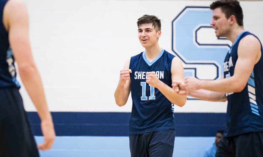 Men's volleyball open league play with sweep of Mohawk